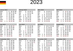 ano 2023 calendário dentro alemão com Alemanha feriados vetor