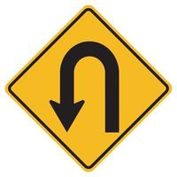 aviso sinais de trânsito curva fechada para a esquerda no fundo branco vetor
