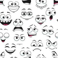 engraçado desenho animado rostos desatado padronizar fundo vetor