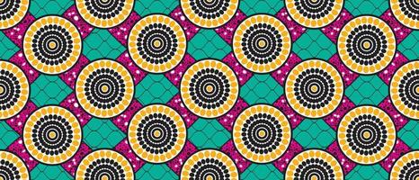 africano étnico tradicional padronizar. desatado lindo kitenge, chitenge, Ancara estilo. moda Projeto dentro colorido. geométrico círculo abstrato motivo. floral flor Ancara impressões, africano cera impressões vetor