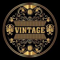 vintage ouro floral logotipo para impressão, rótulos, embalagem produtos, comida, e bebida. vetor ilustração