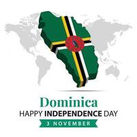 dominica independência dia, 3d Renderização dominica independência dia ilustração com 3d mapa e bandeira cores tema vetor