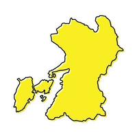simples esboço mapa do Kumamoto é uma prefeitura do Japão vetor