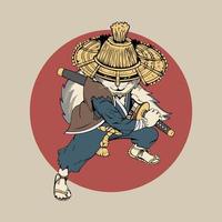 ronin puss ou ronin neko vetor ilustração