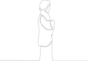 uma mulher Rezar vestindo uma hijab vetor