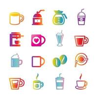 ícones de gradiente de vetor de café
