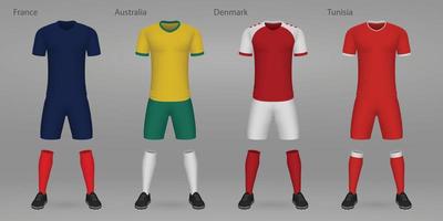 conjunto do futebol kits, camisa modelo vetor