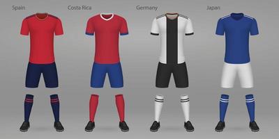 conjunto do futebol kits, camisa modelo vetor