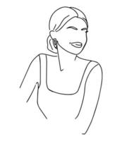 elegante vetor 1 linha esboços do uma fêmea abstrato face. mulher face desenhando minimalista linha estilo. moda ilustração para cosméticos. contínuo linha arte. na moda minimalista imprimir.