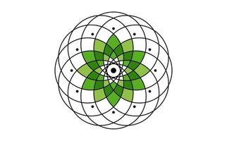 semente do vida símbolo sagrado geometria. logotipo ícone geométrico místico mandala do alquimia esotérico flor do vida. vetor verde tatuagem divino lótus meditativo amuleto isolado em branco fundo