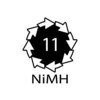 símbolo de reciclagem de bateria 11 nimh. ilustração vetorial vetor