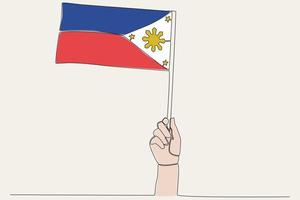 cor ilustração do uma mão levantando a filipino bandeira vetor