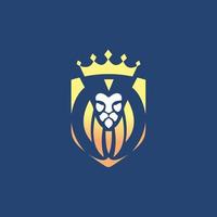 a leão logotipo Projeto dentro a escudo parece luxo e caro. logotipo animal com uma logotipo coroa em Está cabeça vetor