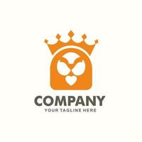 leão logotipo Projeto com uma coroa logotipo, isto logotipo é laranja chama, animal logotipo para o negócio vetor
