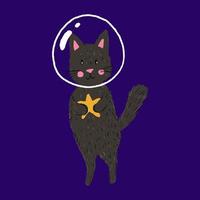 astronauta bonito gato engraçado no espaço. impressão para camisetas e roupas infantis. vetor