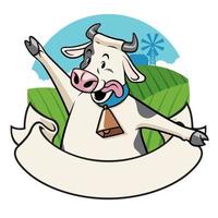 vaca dentro a Fazenda com desenho animado estilo vetor