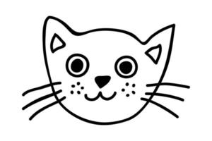 mão desenhado gato focinho clipart. fofa animal face rabisco vetor