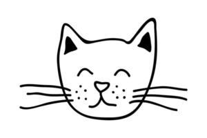 mão desenhado gato focinho clipart. fofa animal face rabisco vetor