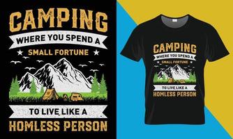 acampamento Onde você gastar uma pequeno fortuna para viver gostar uma sem-teto pessoa vetor