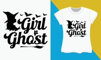 dia das Bruxas tipografia camiseta projeto, menina fantasma vetor