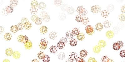 textura de doodle de vetor laranja claro com flores.