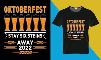 oktoberfest tipografia camiseta projeto, oktoberfest fique seis canecas longe 2022 vetor