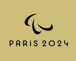 paralímpico jogos Paris 2024 logotipo oficial Preto símbolo abstrato Projeto vetor ilustração com Castanho fundo