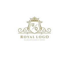 inicial uq carta luxuoso marca logotipo modelo, para restaurante, realeza, butique, cafeteria, hotel, heráldico, joia, moda e de outros vetor ilustração.