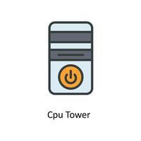 CPU torre vetor preencher esboço ícones. simples estoque ilustração estoque