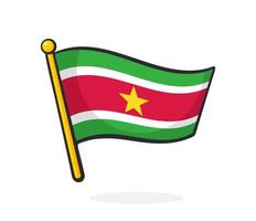 desenho animado ilustração do nacional bandeira do suriname em mastro de bandeira vetor