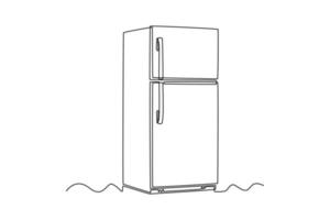 contínuo 1 linha desenhando frigorífico. casa eletrodomésticos conceito. solteiro linha desenhar Projeto vetor gráfico ilustração.