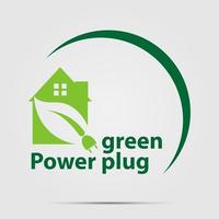 modelo de design de ícone de logotipo verde de plugue de energia ecológica vetor