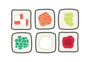 maki rolos sortimento semi plano cor vetor objeto. Sushi conjunto a partir de japonês restaurante cardápio. editável desenho animado estilo ícone em branco. simples local ilustração para rede gráfico Projeto e animação