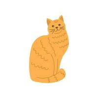 fofa vermelho gato senta. vetor mão desenhado animal