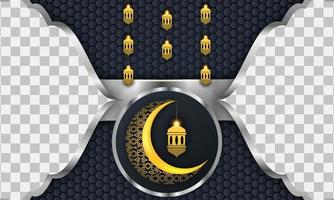 Ramadan kareem background para modelo de design de postagem de mídia social. lua crescente e elemento de lanterna. planos de fundo islâmicos para cartazes, banners, cartões comemorativos e modelo de postagem de mídia social. vetor