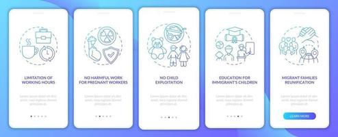 tela da página do aplicativo móvel de integração da marinha dos direitos dos trabalhadores migrantes com conceitos vetor