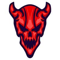 crânio diabo ilustração mascote logotipo arte vetor
