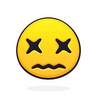 emoticon com Cruz olhos para expressando emoção do morte. morto cadáver emoji. ícone para expressão do sentimentos vetor