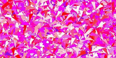 pano de fundo vector roxo, rosa claro com triângulos, linhas.