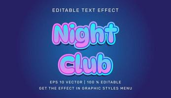 noite clube 3d editável texto efeito modelo vetor