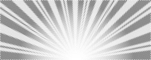 fundo de meio-tom de raios de sol. padrão cômico abstrato radial branco e cinza. cenário de linhas abstratas de explosão vetorial vetor