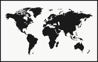 mundo mapa Preto e branco vetor