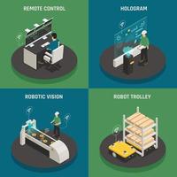 ilustração em vetor conceito ícones isométricos de manufatura inteligente