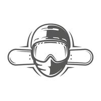 pranchas de snowboard e capacete isolado em branco fundo vetor