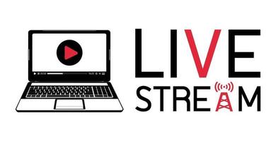 logotipo da transmissão ao vivo do laptop vetor