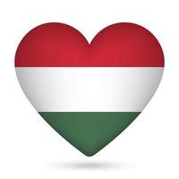 Hungria bandeira dentro coração forma. vetor ilustração.