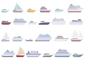 viagem de navio ícones conjunto desenho animado vetor. mar barco vetor