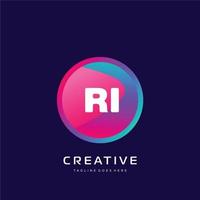 ri inicial logotipo com colorida modelo vetor