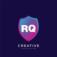 rq inicial logotipo com colorida modelo vetor