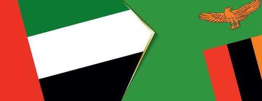 Unidos árabe Emirados e Zâmbia bandeiras, dois vetor bandeiras.